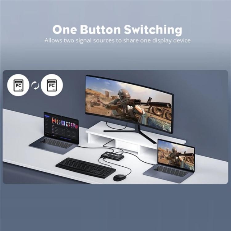 K7 With 3 USB 2.0 Ports 8K 60Hz HD / DP 100W PD Charging Type C KVM Switcher, K7