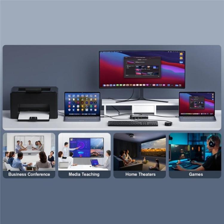K7 With 3 USB 2.0 Ports 8K 60Hz HD / DP 100W PD Charging Type C KVM Switcher, K7