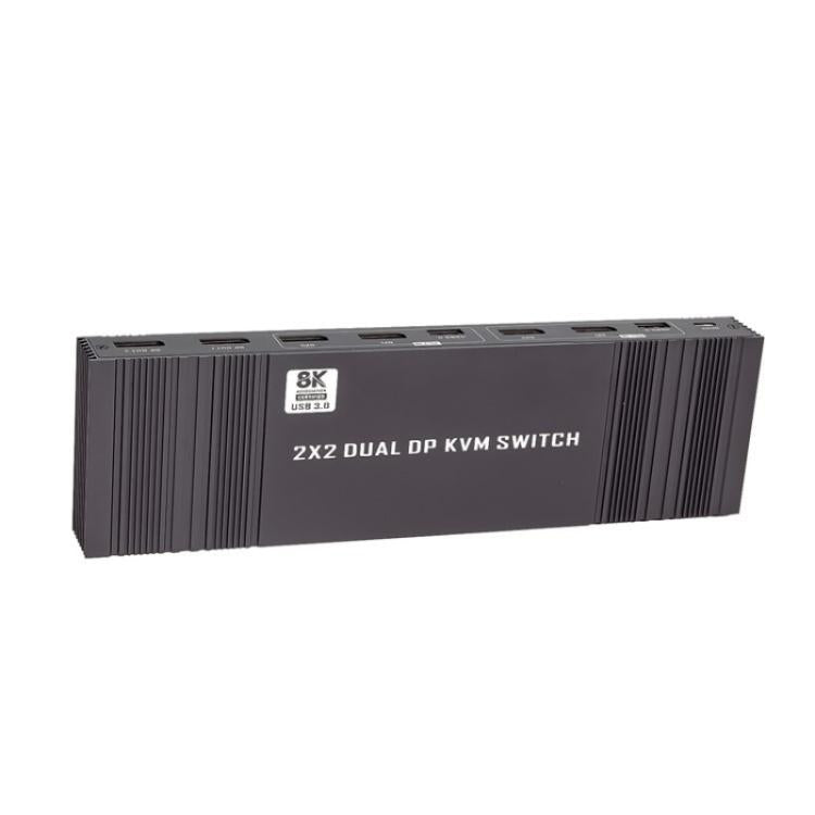 K10-2 For 2 Computers/Monitors USB 3.0 Dual DP Output 8K 60Hz 2x2 Version 2.1 KVM Switcher, US Plug, EU Plug