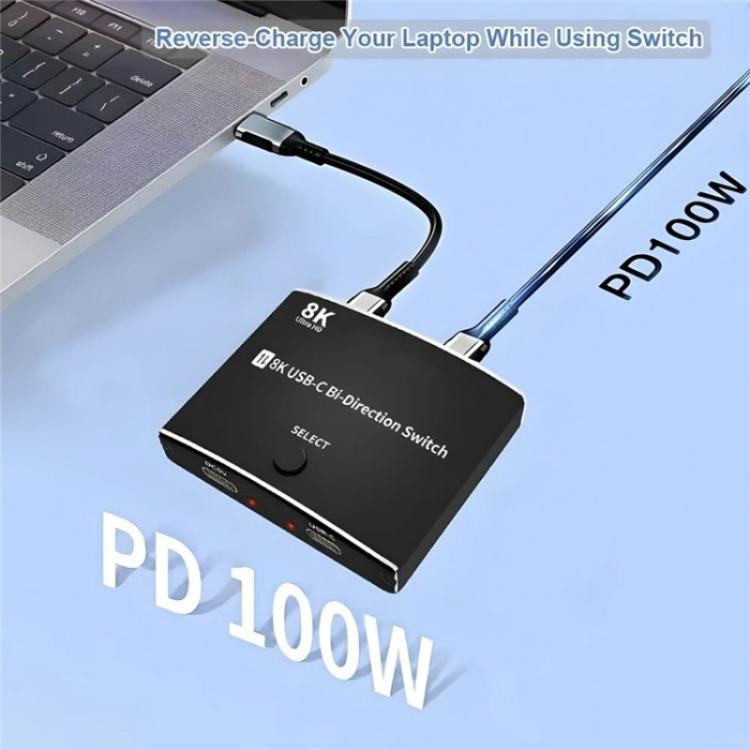 U8K1 Support 100W Fast Charging TYPE C Bidirectional Switcher USB C 40Gbps 8K Video Output, U8K1