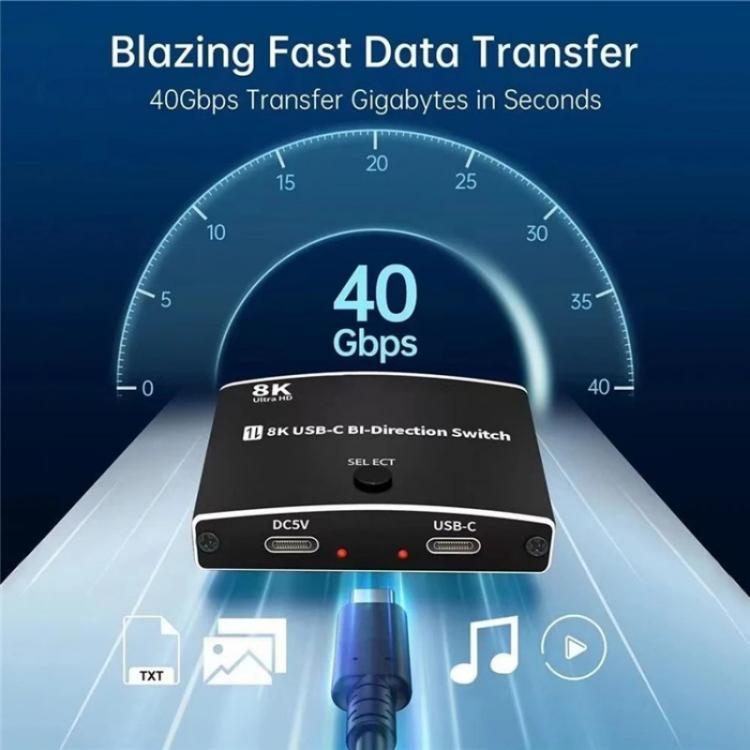 U8K1 Support 100W Fast Charging TYPE C Bidirectional Switcher USB C 40Gbps 8K Video Output, U8K1