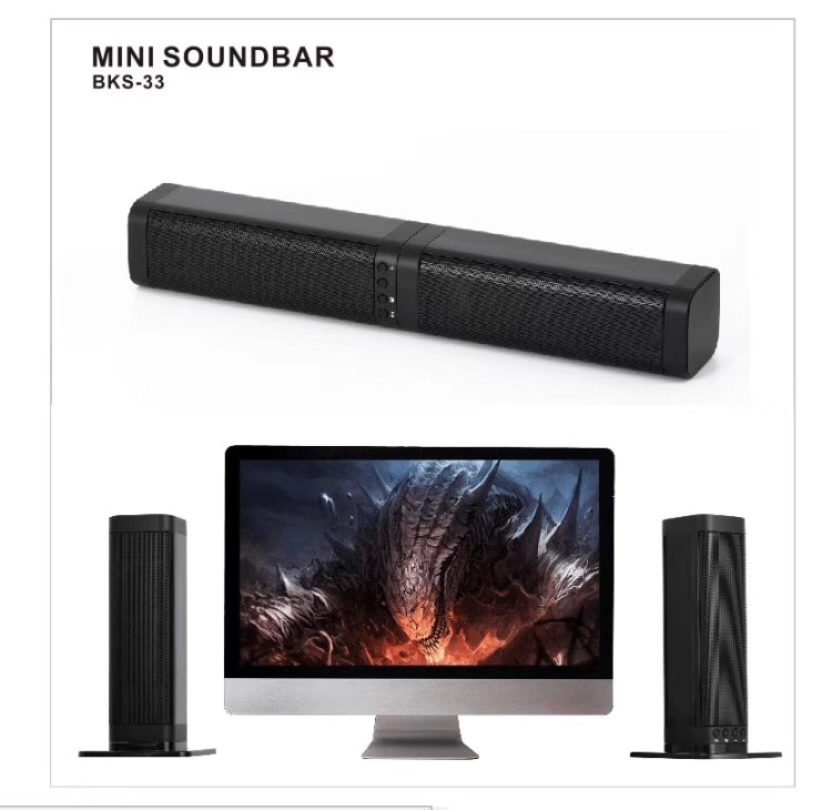 Soundbar wireless domestica per TV BKS-33 5.0, supporto TF, rimovibile e giuntato, effetto stereo 3D