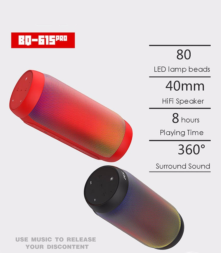 Altoparlante stereo HiFi wireless LED colorato BQ615 PRO, combina Bluetooth + lettore di schede TF + radio FM + AUX + NFC, BQ615 PRO
