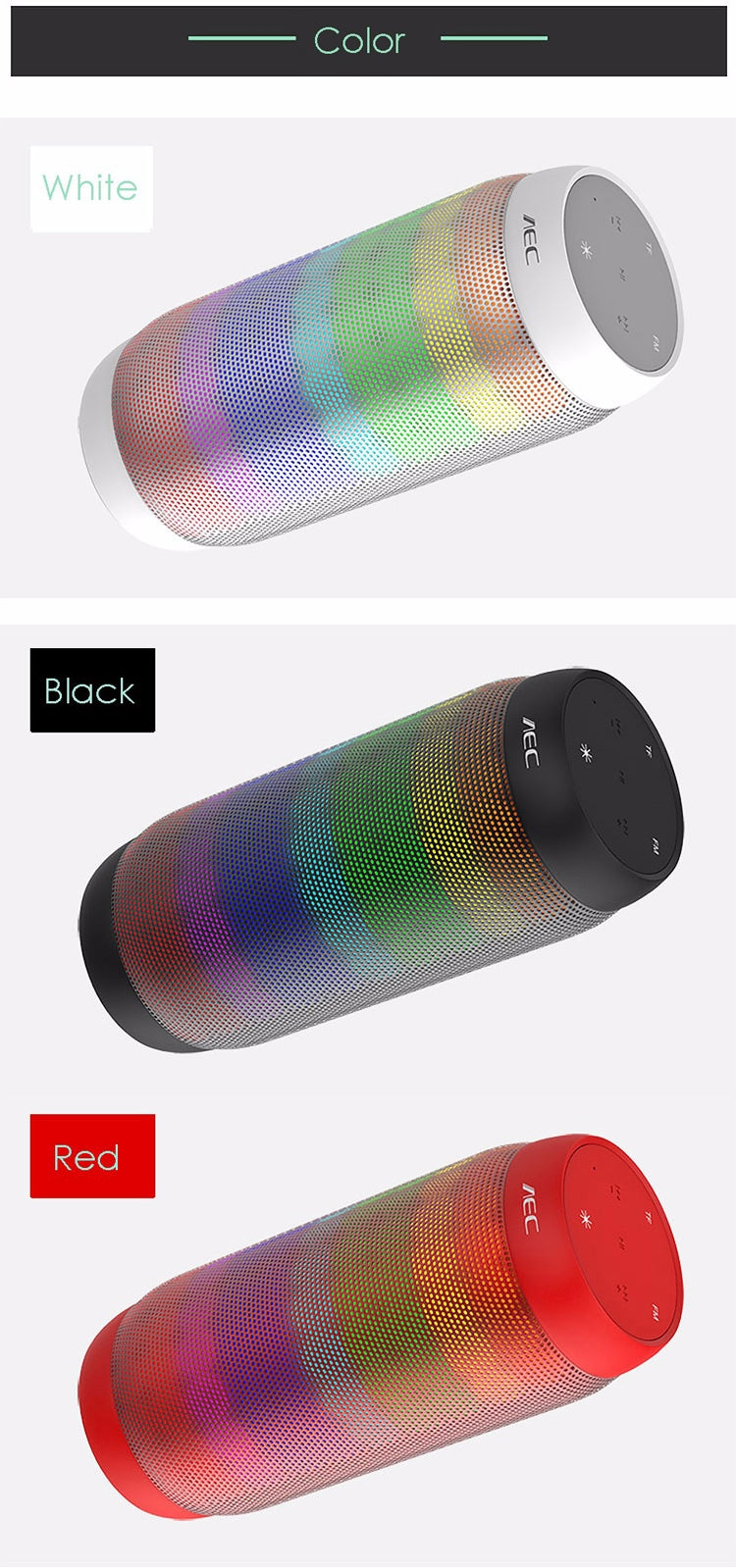 Altoparlante stereo HiFi wireless LED colorato BQ615 PRO, combina Bluetooth + lettore di schede TF + radio FM + AUX + NFC, BQ615 PRO