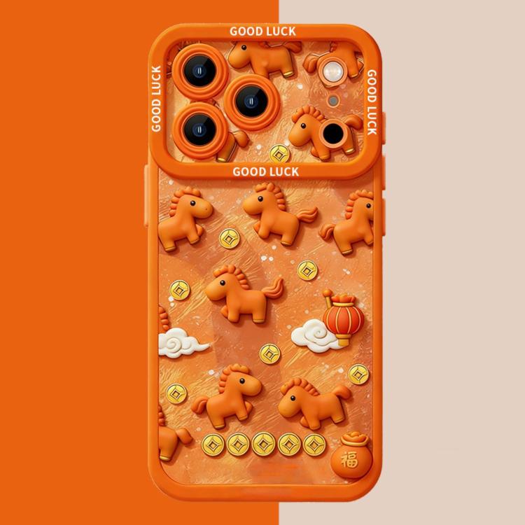 Custodia per telefono antiurto in silicone liquido 3D con stampa "Anno del Cavallo" - Cavallo 3D - Copertura completa - Anno del Cavallo, For iPhone 17 Pro Max, For iPhone 17 Pro, For iPhone 17, For iPhone Air, For iPhone 16 Pro Max, For iPhone 16 Pro