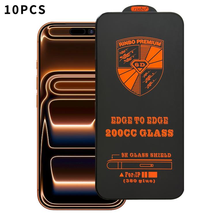 10 pezzi 200cc 6D Pellicola in vetro temperato antistatico per serigrafia HD, For iPhone 18 Pro / 17 Pro, For iPhone 18 Pro Max / 17 Pro Max, For iPhone 17, For iPhone Air, For iPhone 16 Pro Max, For iPhone 16 Pro, For iPhone 16 Plus, For iPhone 16