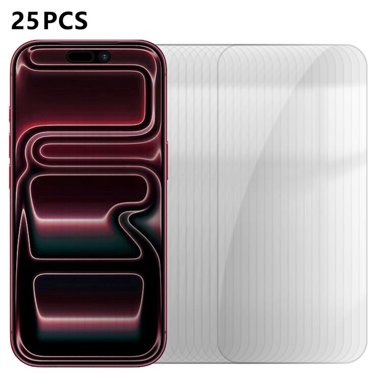 25 pezzi Pellicola protettiva in vetro temperato HD anti-impronta semi-schermo ad alto contenuto di alluminio, For iPhone 18 Pro, For iPhone 18 Pro Max, For iPhone 17 Pro Max, For iPhone 17 Pro, For iPhone 17, For iPhone Air, For iPhone 16 Pro Max
