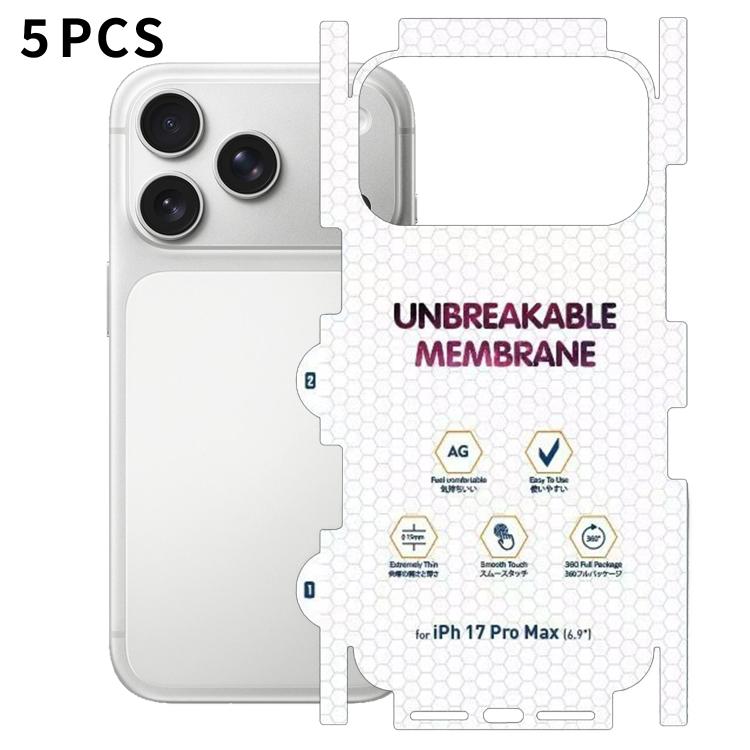 5 pellicole idrogel satinate a copertura totale con retro invisibile effetto diamante, For iPhone 17 Pro Max, For iPhone 17 Pro, For iPhone 17, For iPhone Air, For iPhone 16 Pro Max, For iPhone 16 Pro, For iPhone 16 Plus, For iPhone 16