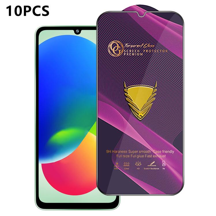 10 pezzi OG Purple Large-Arc Antistatic High-Alumina Screen-Printed HD Glass Film, For Galaxy F70e 4G, For Galaxy S26+ 5G, For Galaxy F07 4G, For Galaxy M07 4G, For Galaxy M17 5G, For Galaxy S26 Ultra 5G, For Galaxy S26 5G, For Galaxy F17 5G