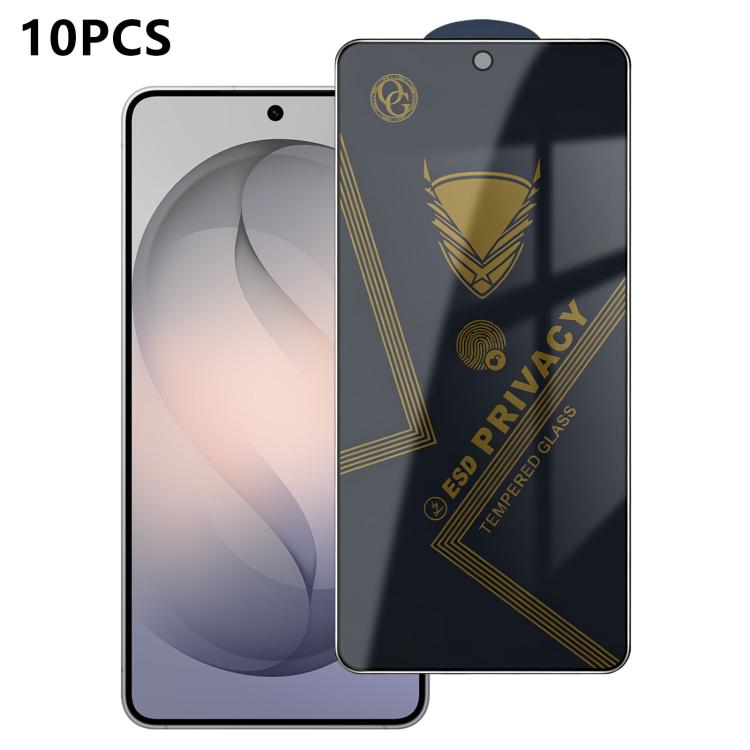10 pezzi OG Golden Armor Pellicola in vetro temperato antistatica ad alto contenuto di alluminio con stampa serigrafica per la privacy, For Galaxy S26+ 5G, For Galaxy F07 4G, For Galaxy M07 4G, For Galaxy M17 5G, For Galaxy S26 5G, For Galaxy F17 5G