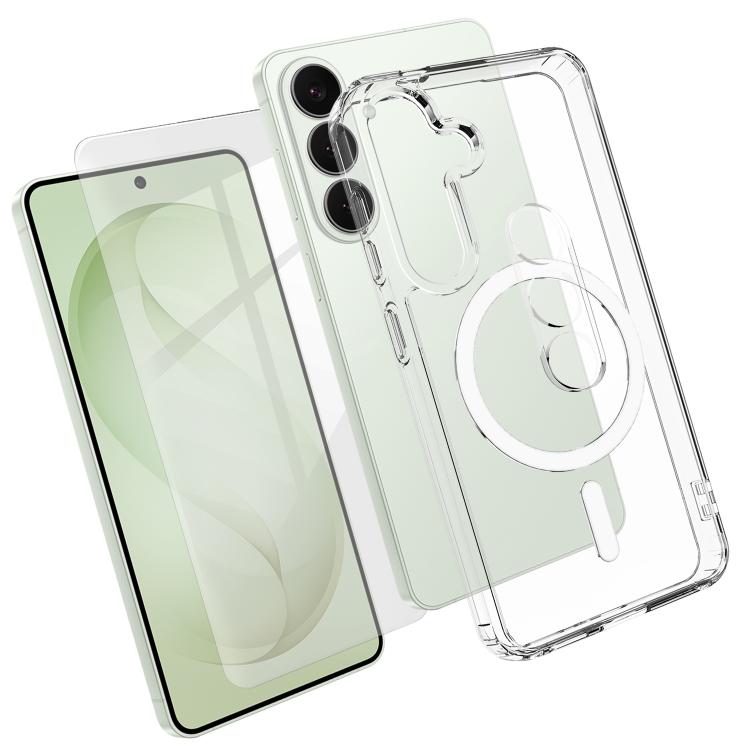 Set 3 in 1: custodia magnetica trasparente in TPU e PC con pellicola temperata ad alto contenuto di allumina e protezione per l'obiettivo., For Galaxy S26 FE 5G, For Galaxy Z Fold8 Ultra 5G, For Galaxy Z Flip8 5G, For Galaxy S26+ 5G