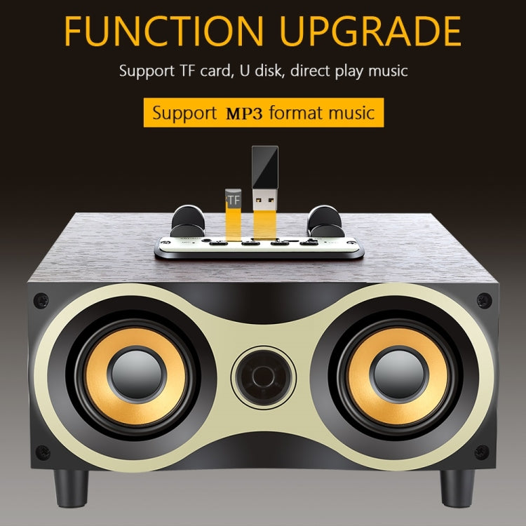 Altoparlante portatile wireless in legno Subwoofer Stero Radio FM Altoparlanti Bluetooth da tavolo, Brown Wooden