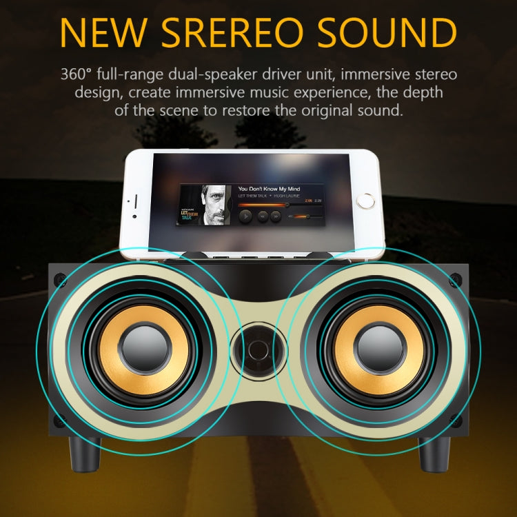 Altoparlante portatile wireless in legno Subwoofer Stero Radio FM Altoparlanti Bluetooth da tavolo, Brown Wooden