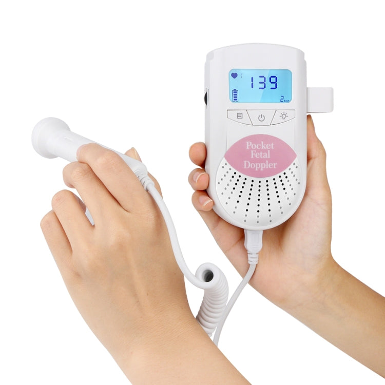 FD-100 Doppler fetale digitale ad ultrasuoni Rilevatore di battito cardiaco del bambino Monitor LED Stetoscopio Doppler fetale tascabile prenatale digitale (rosa), FD-100 (Pink)