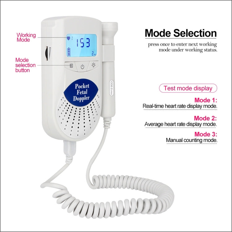 FD-100 Digitale Doppler Fetale Ad Ultrasuoni Rilevatore di Battito Cardiaco Del Bambino Monitor LED Digitale Prenatale Tascabile Fetale Doppler Stetoscopio, FD-100 (Blue)