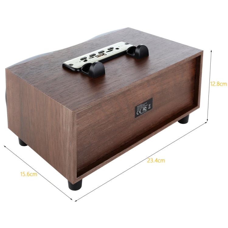 X6 Altoparlante wireless portatile in legno Subwoofer Stero Altoparlanti Bluetooth Radio FM Desktop, Black Wooden