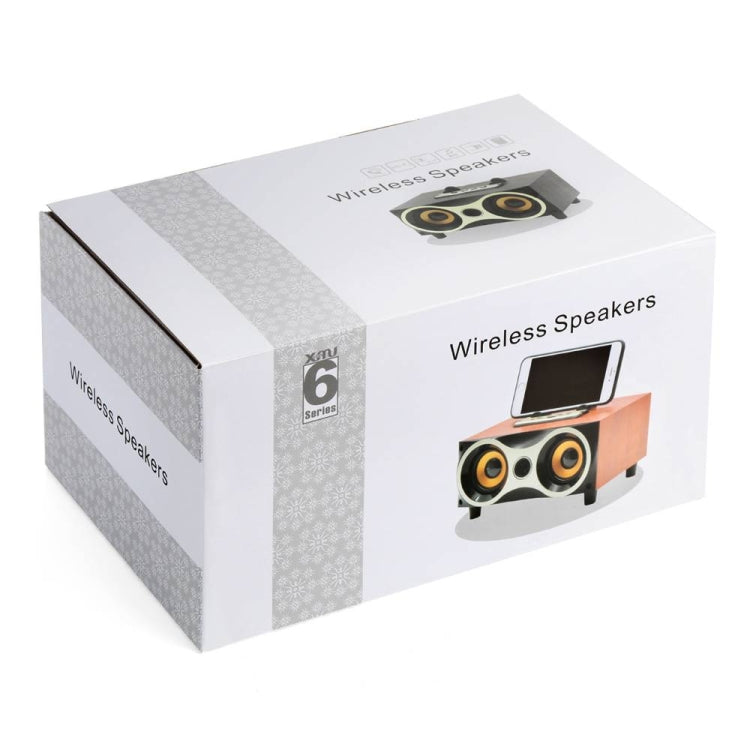 X6 Altoparlante wireless portatile in legno Subwoofer Stero Altoparlanti Bluetooth Radio FM Desktop, Black Wooden