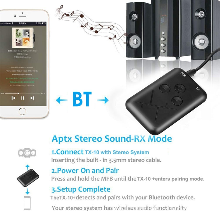 JDEX-TX10 Adattatore per ricevitore e trasmettitore audio Bluetooth 4.2 wireless 2 in 1 da 3,5 mm, JDEX-TX10