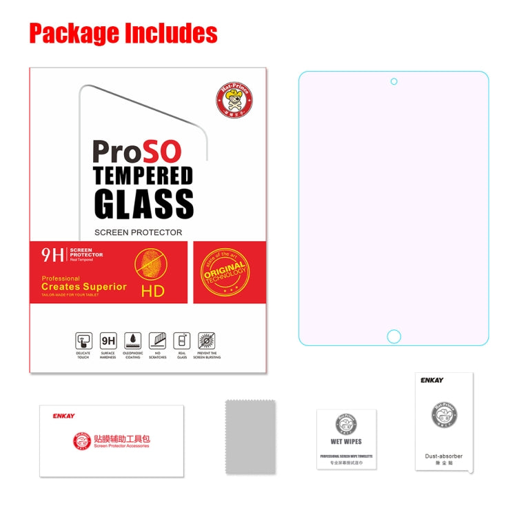 Per iPad 10.2 (2019) ENKAY Hat-Prince 0,33 mm 9H Durezza superficiale 2,5D Pellicola in vetro temperato anti-blu-ray antideflagrante