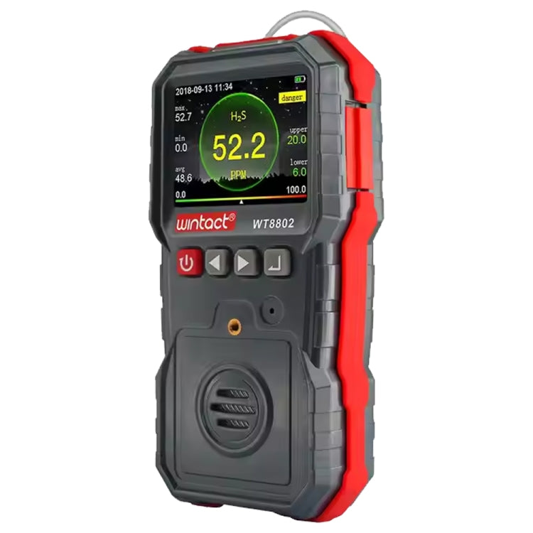 WINTACT WT8802 Monitor di idrogeno solforato Sensore di gas ricaricabile professionale Rilevatore di vibrazioni H2S con allarme sonoro e luce digitale ad alta sensibilità