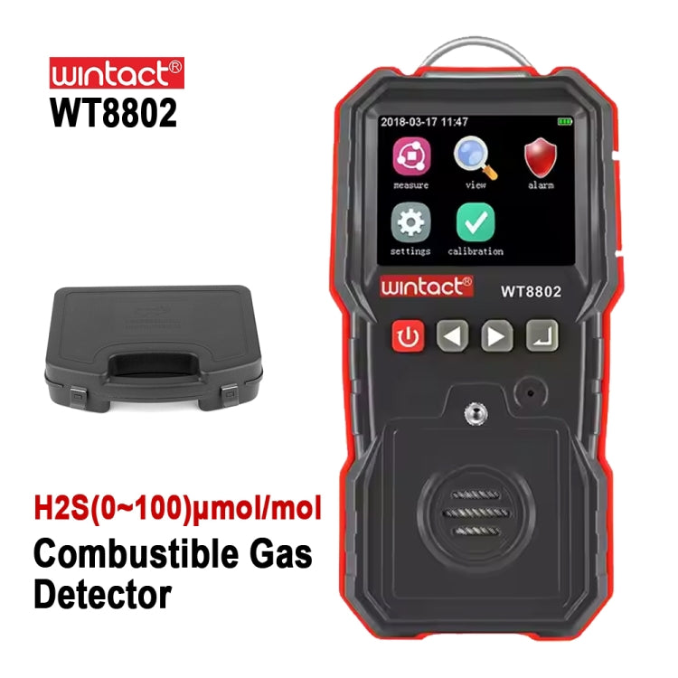 WINTACT WT8802 Monitor di idrogeno solforato Sensore di gas ricaricabile professionale Rilevatore di vibrazioni H2S con allarme sonoro e luce digitale ad alta sensibilità