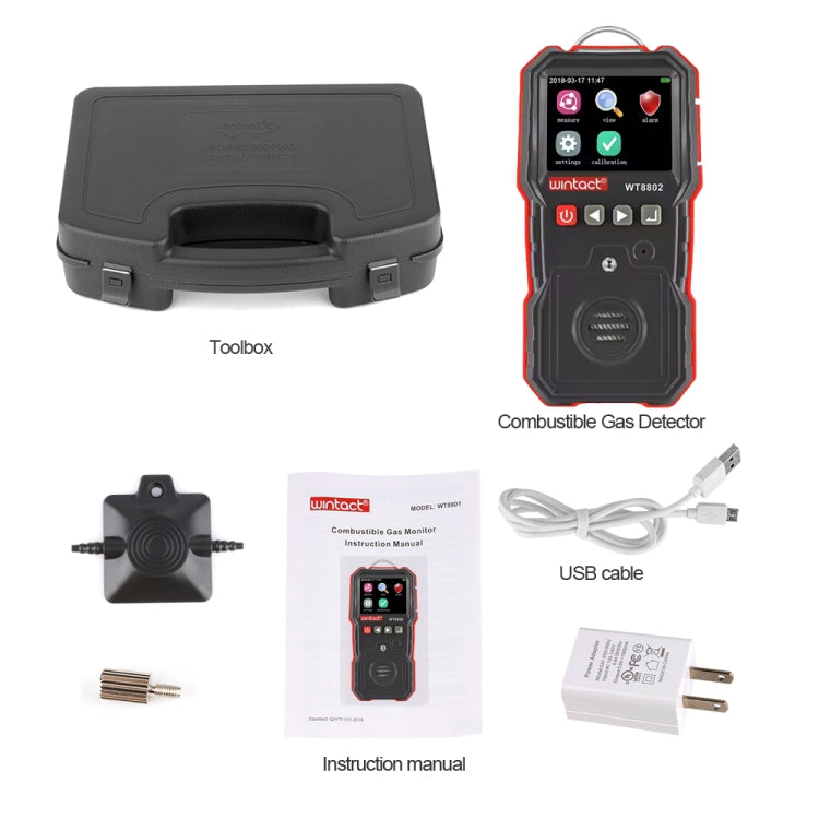 WINTACT WT8802 Monitor di idrogeno solforato Sensore di gas ricaricabile professionale Rilevatore di vibrazioni H2S con allarme sonoro e luce digitale ad alta sensibilità