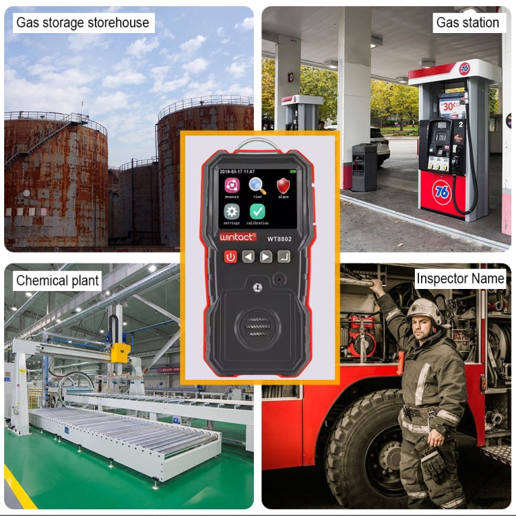 WINTACT WT8802 Monitor di idrogeno solforato Sensore di gas ricaricabile professionale Rilevatore di vibrazioni H2S con allarme sonoro e luce digitale ad alta sensibilità