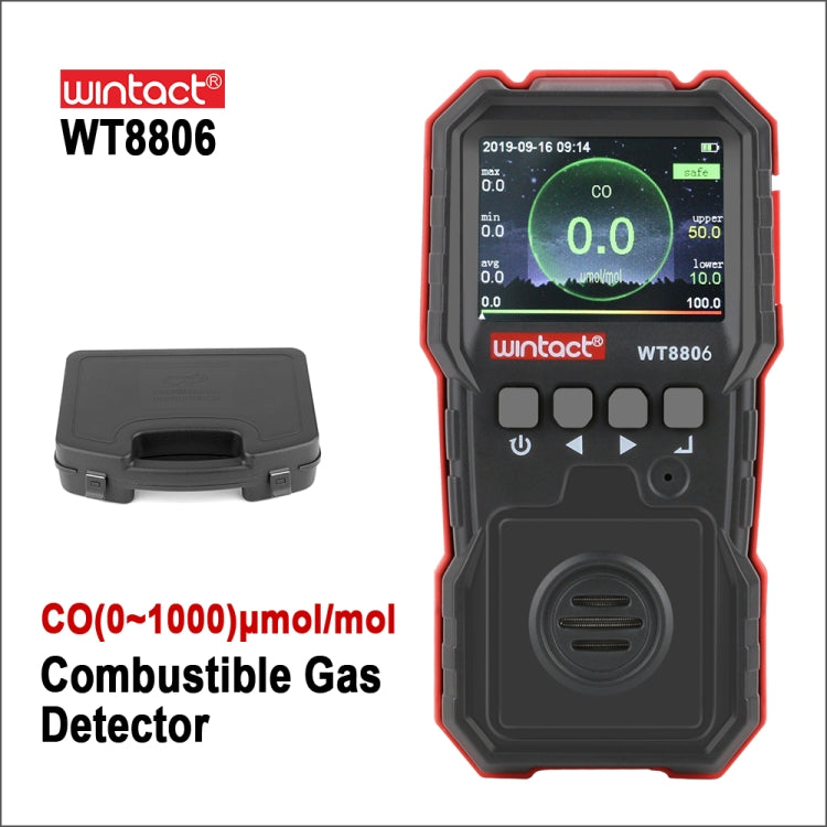 WINTACT WT8806 Monitor Monossido di Carbonio Sensore di Gas Ricaricabile Professionale Rilevatore di Avvelenamento ad Avvelenamento con Luce Sonora e Vibrazione ad Alta Sensibilità
