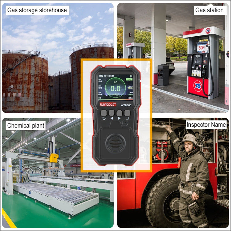 WINTACT WT8806 Monitor Monossido di Carbonio Sensore di Gas Ricaricabile Professionale Rilevatore di Avvelenamento ad Avvelenamento con Luce Sonora e Vibrazione ad Alta Sensibilità