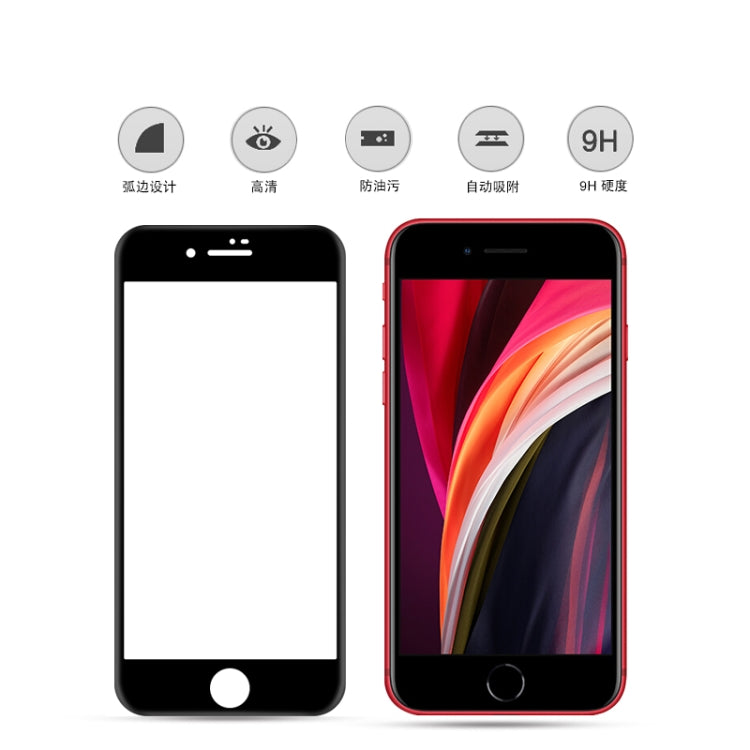 Per iPhone SE 2020 mocolo 0,33mm 9H Pellicola in vetro temperato a schermo intero curvo con colla 3D