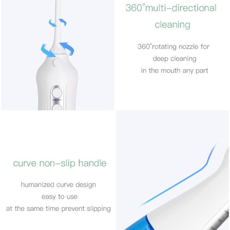 Pulitore per filo interdentale senza fili Portatile 1400mAh Idropulsore ricaricabile tramite USB IPX7 Irrigatore orale impermeabile, Capacità del serbatoio dell'acqua: 300ML, WF201K-2