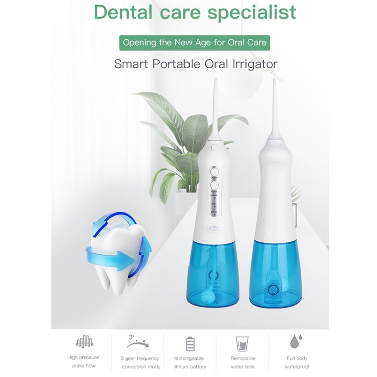 Pulitore per filo interdentale senza fili Portatile 1400mAh Idropulsore ricaricabile tramite USB IPX7 Irrigatore orale impermeabile, Capacità del serbatoio dell'acqua: 300ML, WF201K-2