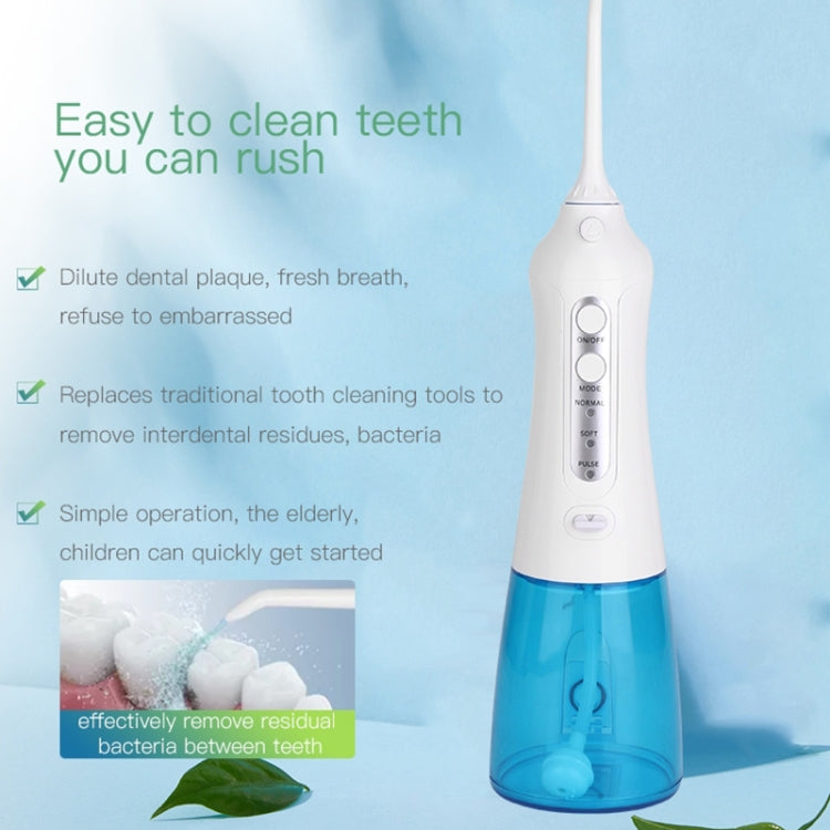 Pulitore per filo interdentale senza fili Portatile 1400mAh Idropulsore ricaricabile tramite USB IPX7 Irrigatore orale impermeabile, Capacità del serbatoio dell'acqua: 300ML, WF201K-2