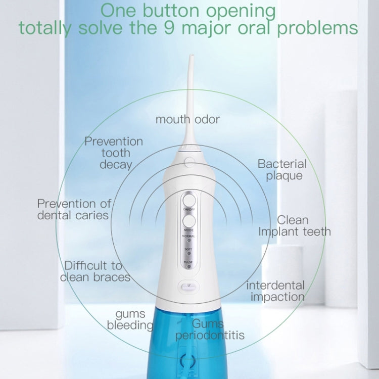 Pulitore per filo interdentale senza fili Portatile 1400mAh Idropulsore ricaricabile tramite USB IPX7 Irrigatore orale impermeabile, Capacità del serbatoio dell'acqua: 300ML, WF201K-2