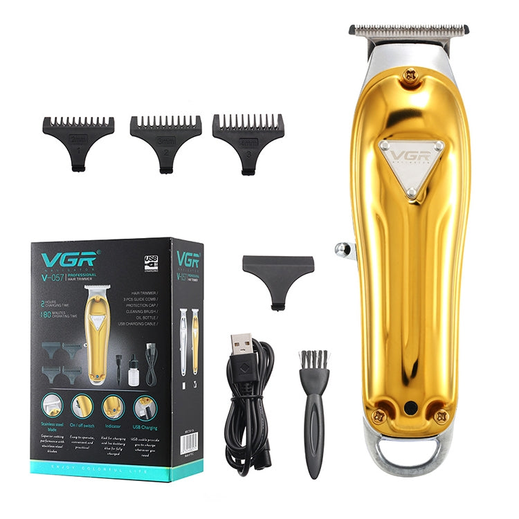 VGR V-057 Tagliacapelli bianco con testa a olio professionale in metallo USB da 8 W, V-057