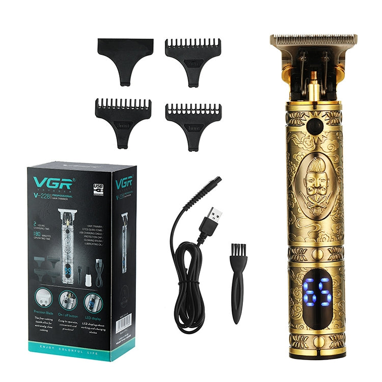 Tagliacapelli VGR V-228 5W USB con incisione retrò con display digitale a LED, V-228 (Bronze), V-228 (Silver)