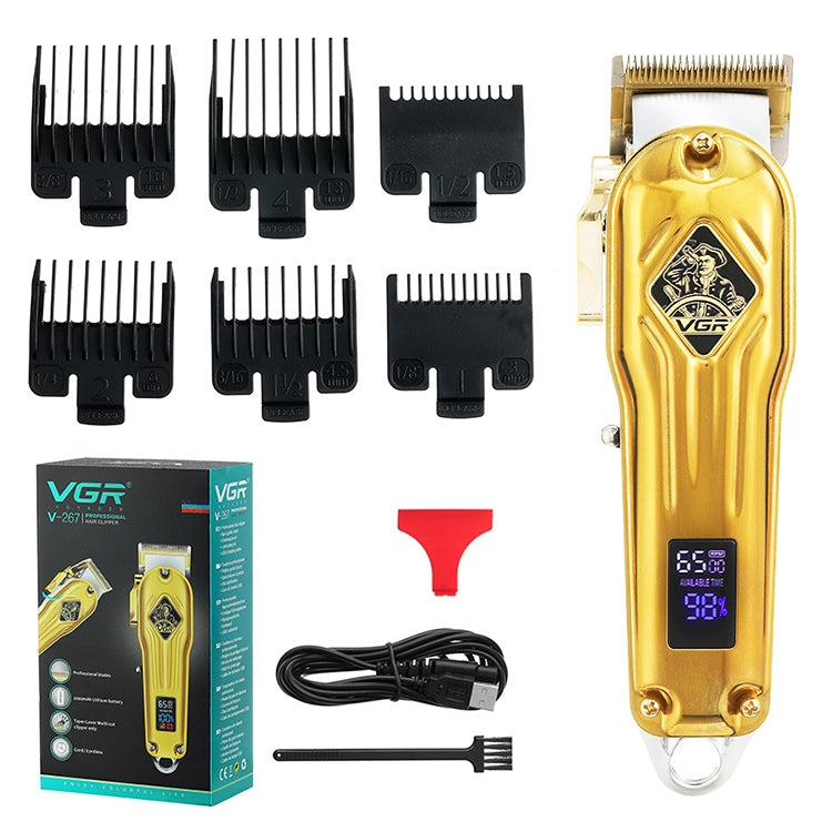 Tagliacapelli in metallo USB VGR V-267 da 10 W con display digitale a LED e regolazione a 5 marce, V-267 (Gold), V-267 (Silver)
