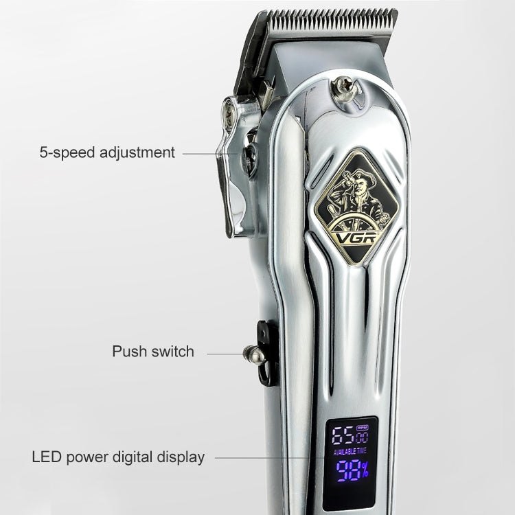 Tagliacapelli in metallo USB VGR V-267 da 10 W con display digitale a LED e regolazione a 5 marce, V-267 (Gold), V-267 (Silver)