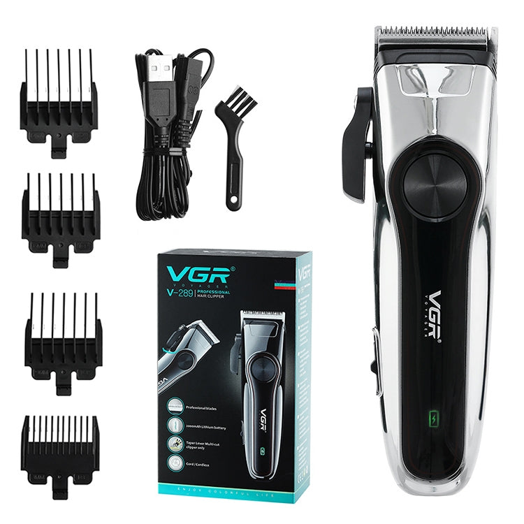 Tagliacapelli portatile da casa USB VGR V-289 da 10 W con indicatore di batteria e regolazione a quattro marce, V-289