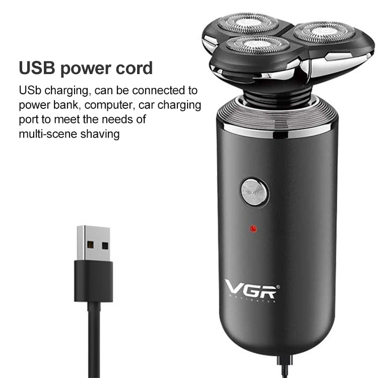 Rasoio elettrico a tre reti galleggiante tridimensionale omnidirezionale USB VGR V-317 da 5 W, V-317