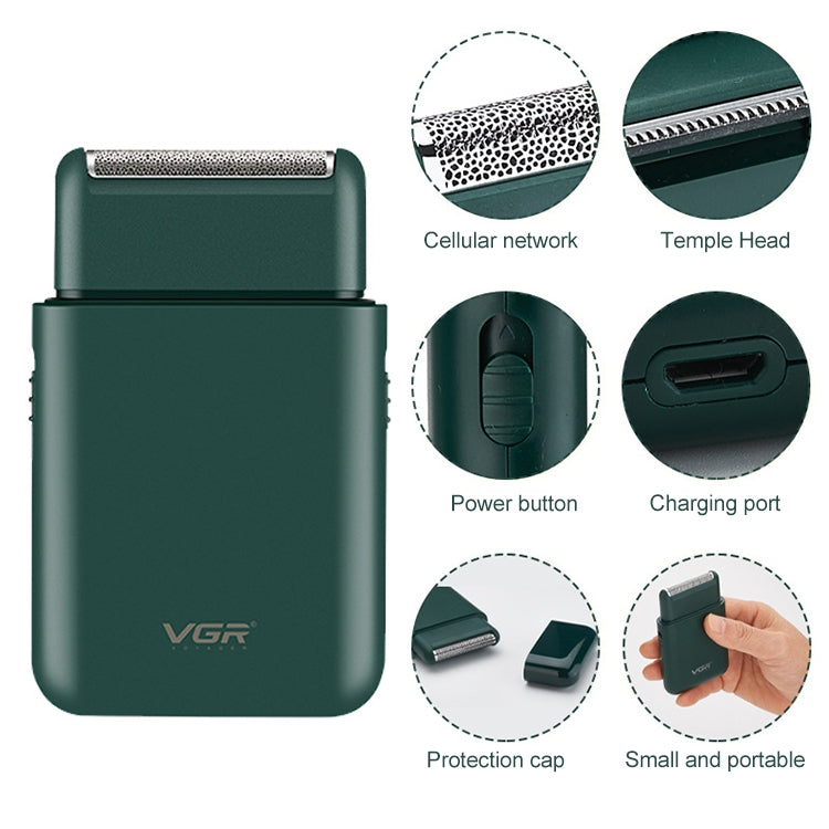 Rasoio elettrico alternativo portatile USB VGR V-390 da 5 W, V-390 (Black), V-390 (Green)