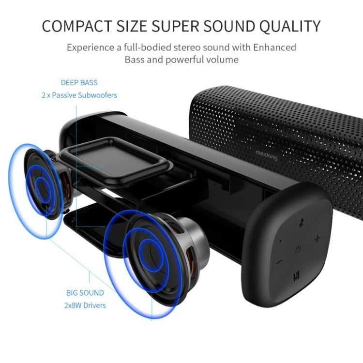 Meidong MD-6110 Altoparlante portatile senza fili Bluetooth Stereo 15W TF Subwoofer musicale Altoparlanti in metallo per esterni