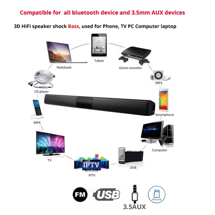 Soundbar TV da 20 W Altoparlante Bluetooth Radio FM Sistema Home Theatre Subwoofer wireless portatile Bassi MP3 Boombox musicale per Xiaomi