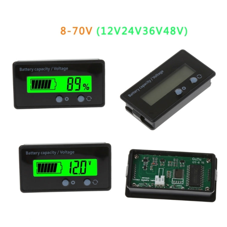 GY-6S 12V Misuratore di potenza della batteria al piombo Indicatore di capacità della batteria al litio Display Tester Voltmetro percentuale, 12V Green Light