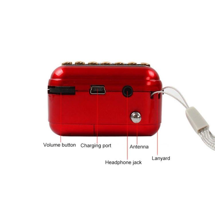Altoparlante ricevitore radio FM portatile ricaricabile, supporto USB / scheda TF / lettore musicale MP3
