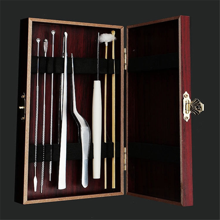 Set di strumenti per raccogliere le orecchie in scatola di legno 8 in 1