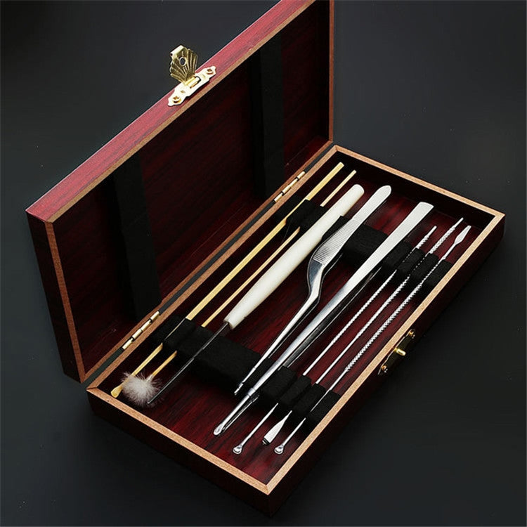 Set di strumenti per raccogliere le orecchie in scatola di legno 8 in 1