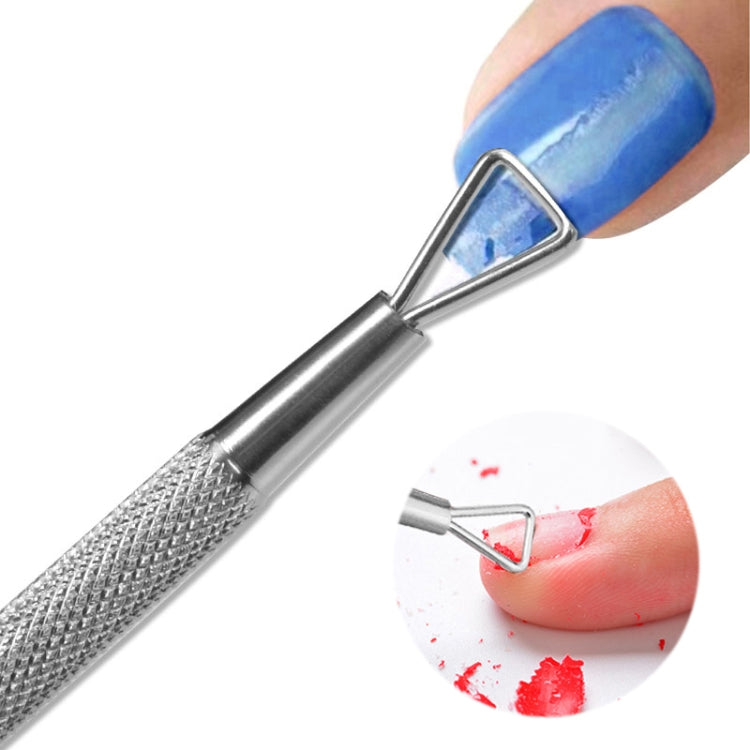 3 pezzi in acciaio inox per unghie, acciaio, spingere e rimuovere la colla per smalto, colla per fototerapia, coltello per scarico