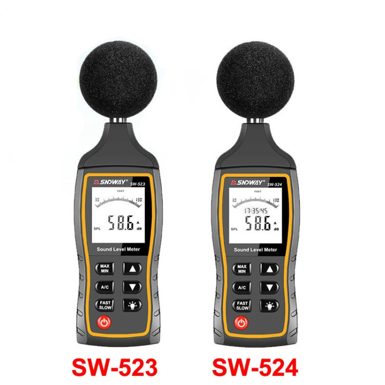 Misuratore di decibel di rumore portatile ad alta precisione SNDWAY, SW523, SW524(Storage+USB Communication)
