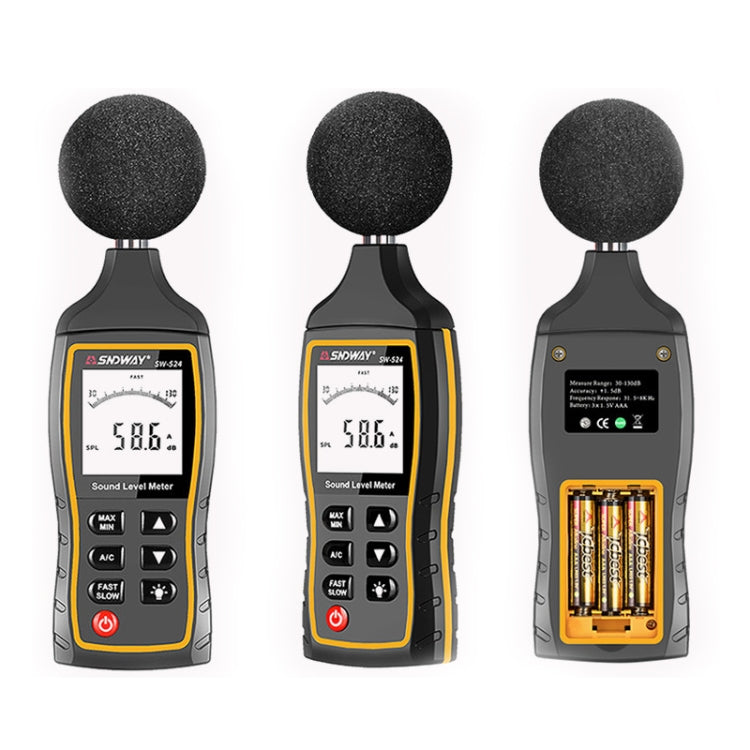 Misuratore di decibel di rumore portatile ad alta precisione SNDWAY, SW523, SW524(Storage+USB Communication)
